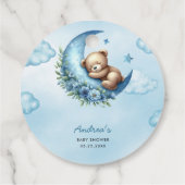 Teddy Bear über der Mond Babydusche Geschenkanhänger (Rückseite)