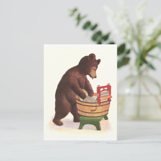 Teddy Bear übernimmt die Wäsche Postkarte (Stehend Vorderseite)