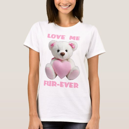 Teddy Bear umarmt Pink Heart Valentine's Day Gift T-Shirt (Vorderseite)