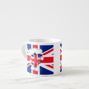 Teddy Bear und Big Union Jack Heart Espressotasse