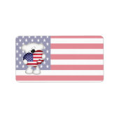 Teddy Bear und Big USA Flag Herz Adressaufkleber (Vorne)