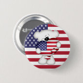 Teddy Bear und Big USA Flag Herz Button (Vorne & Hinten)