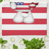 Teddy Bear und Big USA Flag Herz Geschirrtuch (Gefaltet)