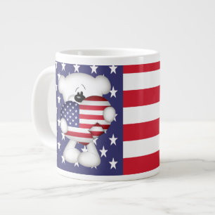 Teddy Bear und Big USA Flag Herz Jumbo-Tasse