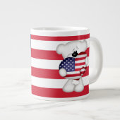 Teddy Bear und Big USA Flag Herz Jumbo-Tasse (Vorderseite Rechts)