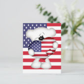Teddy Bear und Big USA Flag Herz Postkarte (Stehend Vorderseite)
