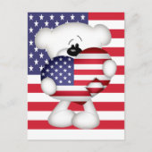 Teddy Bear und Big USA Flag Herz Postkarte (Vorderseite)