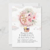 Teddy Bear und Floral Hot Air Ballon Kind Geburtst Einladung (Vorderseite)