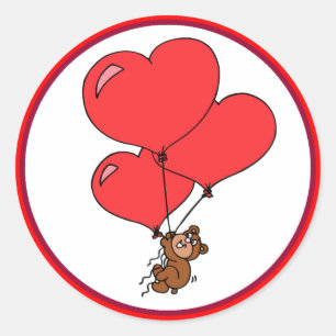 Teddy Bear und Hearts Ballon Stickers
