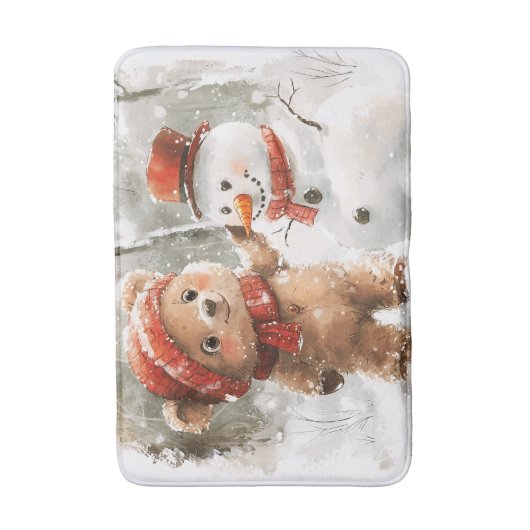 Teddy Bear und Snowman Badematte (Vorderseite Vertikal)