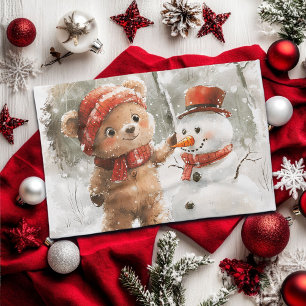Teddy Bear und Snowman Geschirrtuch