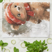 Teddy Bear und Snowman Geschirrtuch (Gefaltet)