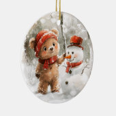 Teddy Bear und Snowman Keramik Ornament (Rechts)
