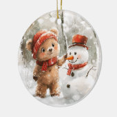 Teddy Bear und Snowman Keramik Ornament (Links)