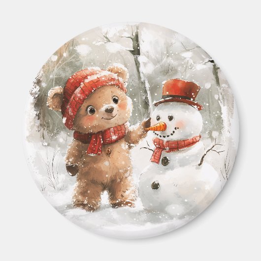 Teddy Bear und Snowman Magnet (Vorne)
