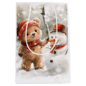 Teddy Bear und Snowman Mittlere Geschenktüte (Vorderseite)