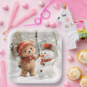 Teddy Bear und Snowman Pappteller (Party)