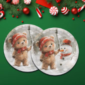 Teddy Bear und Snowman Pappteller