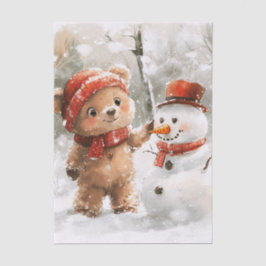 Teddy Bear und Snowman Seidenpapier