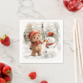 Teddy Bear und Snowman Serviette (Beispiel)