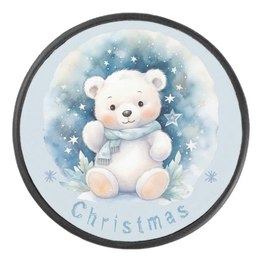 Teddy Bear und Weihnachten Eishockey Puck (Vorderseite)