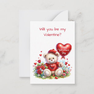 Teddy Bear Valentine Class Exchange Flat Card Mitteilungskarte