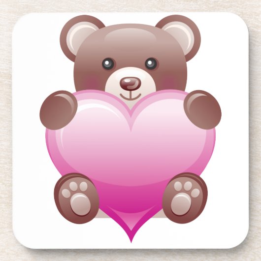 Teddy Bear Valentine Heart Untersetzer (Vorderseite)