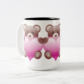 Teddy Bear Valentine Heart Zweifarbige Tasse (Vorderseite Links)