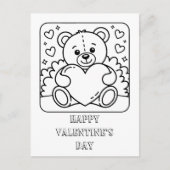 Teddy Bear Valentine's Day Coloring for Students Postkarte (Vorderseite)
