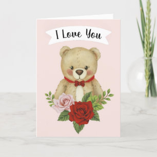 Teddy Bear Valentine's Day I Liebe You Holiday Car Feiertagskarte