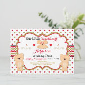 Teddy Bear Valentines Geburtstagsparty Einladung (Stehend Vorderseite)