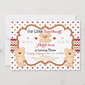 Teddy Bear Valentines Geburtstagsparty Einladung