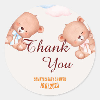 Teddy Bear Vielen Dank Baby Dusche Runder Aufkleber
