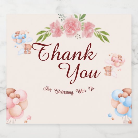 Teddy Bear Vielen Dank Baby Show Water Bottle Labe Alkoholflaschenetikett (Einzelnes Label)