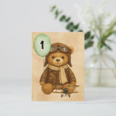 Teddy Bear Vintag Airplane Niedlich Whimsical Cust Postkarte (Stehend Vorderseite)