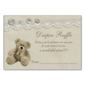 Teddy Bear Vintag Lace Diaper Raffle Tischnummer (Rückseite)
