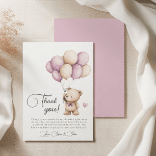 Teddy Bear Violet Lila Beige Balloons Vielen Dank Dankeskarte