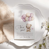 Teddy Bear Violet Lila Beige Balloons Vielen Dank Dankeskarte