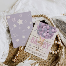 Teddy Bear Violet Pink Baby Girl Dusche