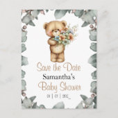 Teddy Bear Wasserfarbe Weiß Datum Postkarte (Vorderseite)