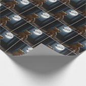 Teddy Bear Watching Santa Claus and Reindeer Geschenkpapier (Ecke)