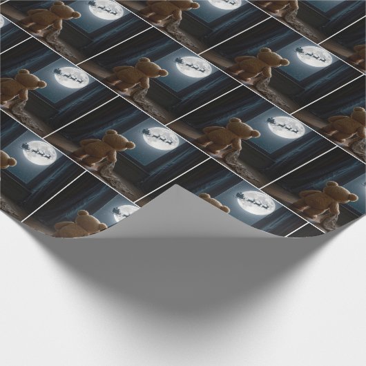 Teddy Bear Watching Santa Claus and Reindeer Geschenkpapier (Ecke)