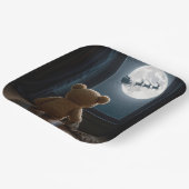 Teddy Bear Watching Santa Claus and Reindeer Pappteller (Gewinkelt)