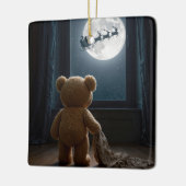 Teddy Bear Watching Santa Claus Keramikornament (Links)
