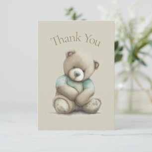 Teddy Bear Watercolor Babydusche Danke