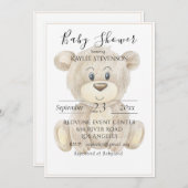 Teddy Bear Watercolor Babydusche Einladung (Vorne/Hinten)