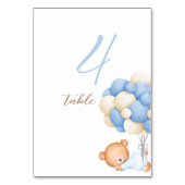 Teddy Bear Watercolor Balloons Tabelle 4 Nummernka Tischnummer (Rückseite)