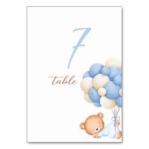 Teddy Bear Watercolor Balloons Tabelle 7 Nummernka Tischnummer