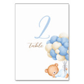 Teddy Bear Watercolor Balloons Tischnummer Card (Vorderseite)