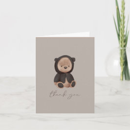 Teddy Bear Watercolor Black Brown Neutral Dankeskarte